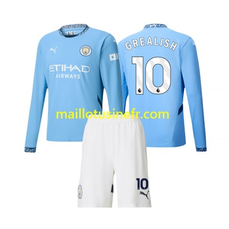 Maillot de Foot Manchester City Jack Grealish 10 Domicile 2024-25 Manches Longues - Enfant Maillot de Foot Manchester City Jack Grealish 10 Domicile 2024-25 Manches Longues - Enfant